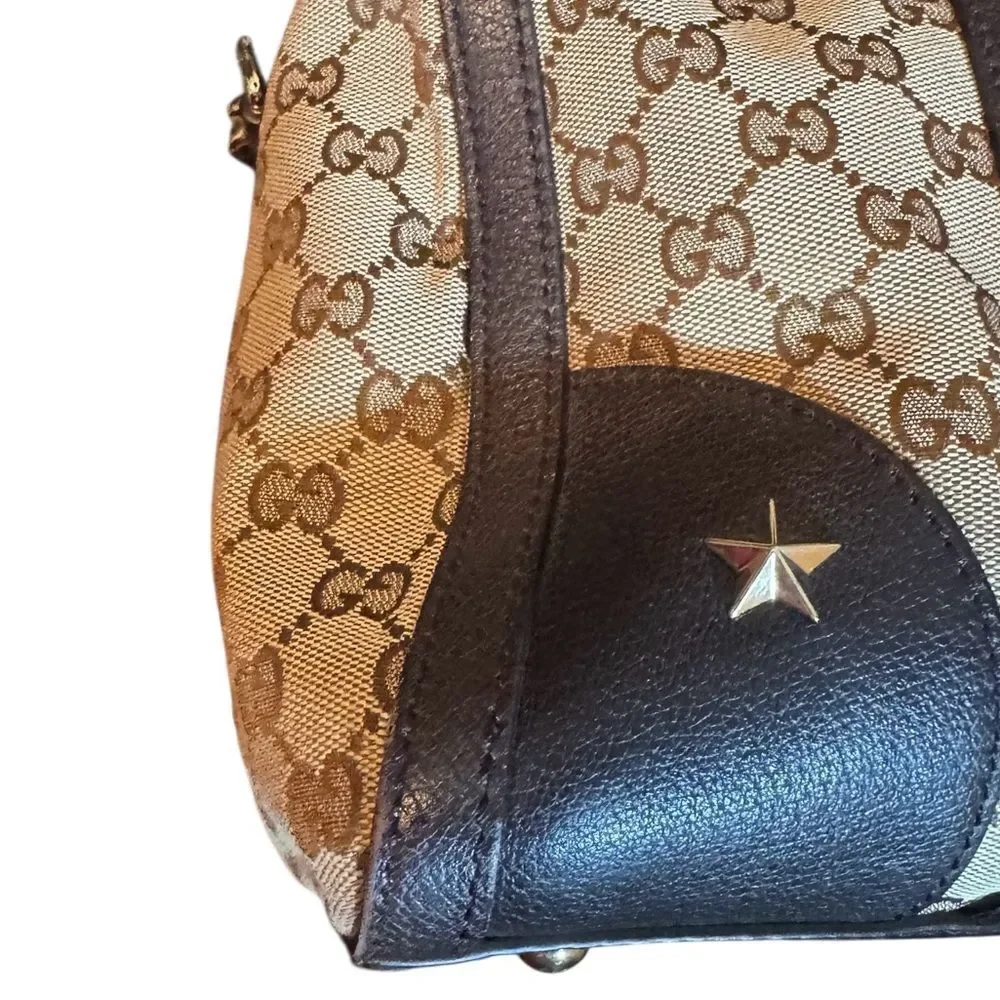 Ltd Edition GUCCI Webby Vintage Bee GG Supreme Canvas 2way Medium Boston Bag